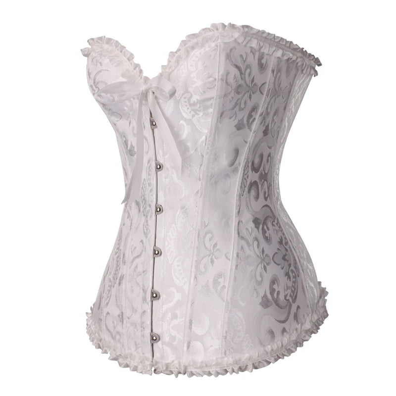 Femme Floral Lace Tops Satin Lingerie Corset