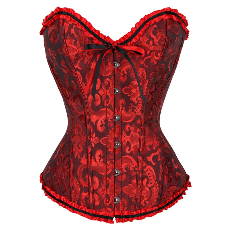 Femme Floral Lace Tops Satin Lingerie Corset