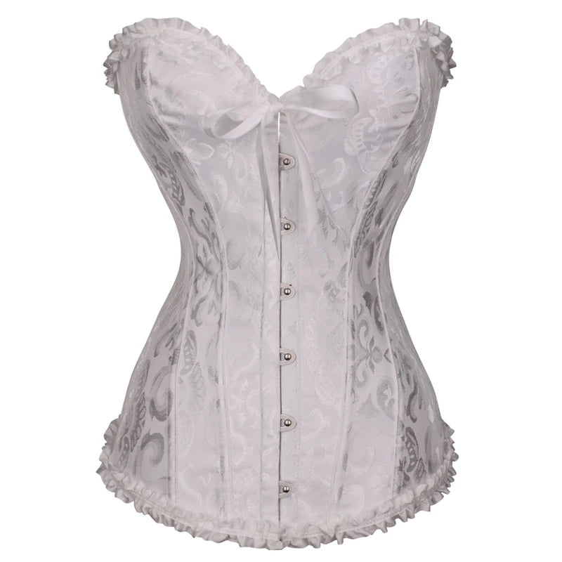 Femme Floral Lace Tops Satin Lingerie Corset