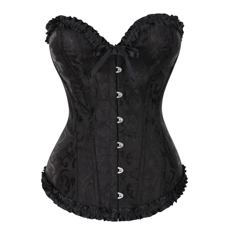 Femme Floral Lace Tops Satin Lingerie Corset