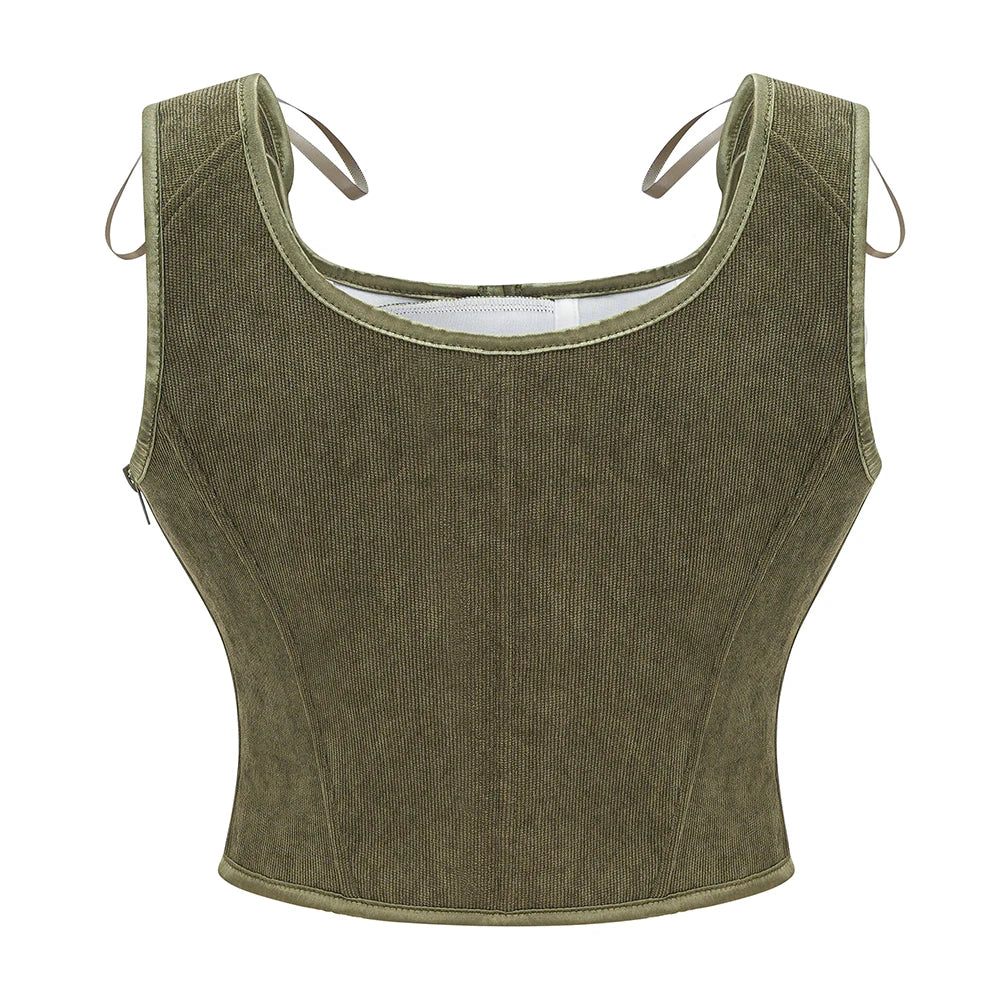Femme Army Green Victorian Vintage Vest