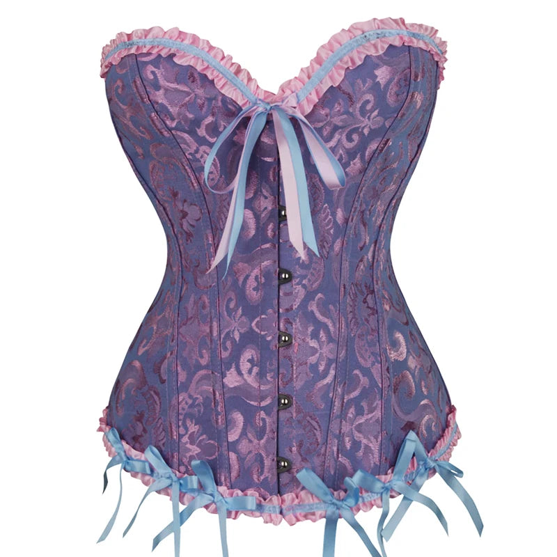 Femme Floral Lace Tops Satin Lingerie Corset