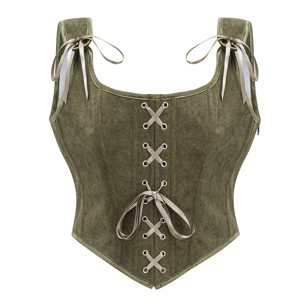Femme Army Green Victorian Vintage Vest